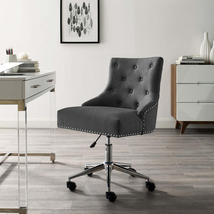 Regent Tufted Button Swivel Upholstered Fabric Office Chair