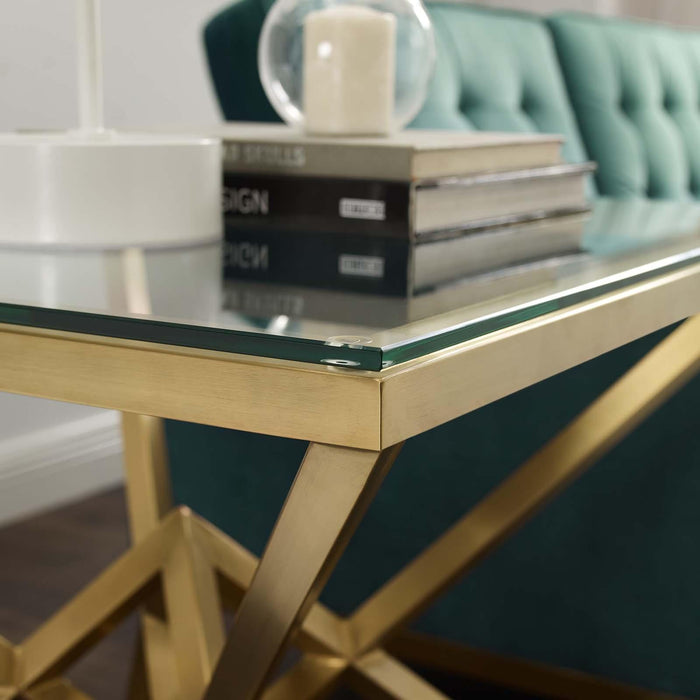 Point 25.5" Brushed Gold Metal Stainless Steel Side Table