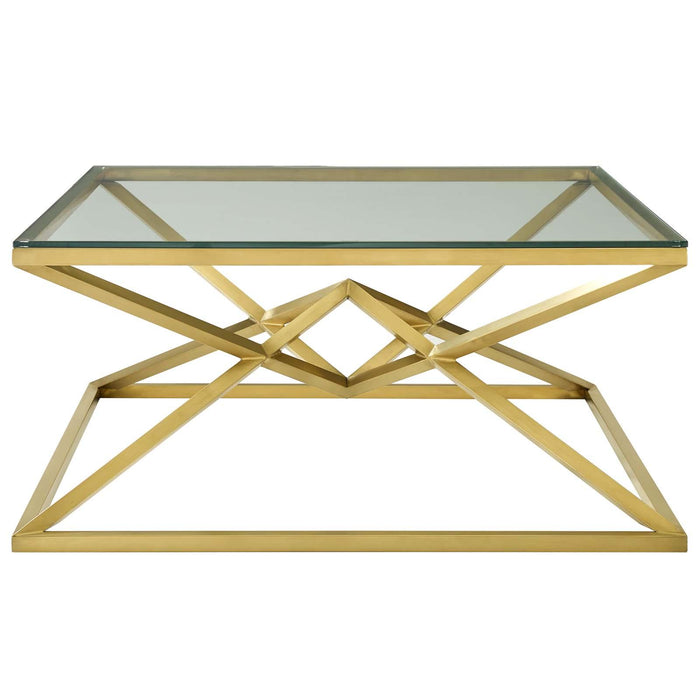 Point 39.5" Brushed Gold Metal Stainless Steel Coffee Table