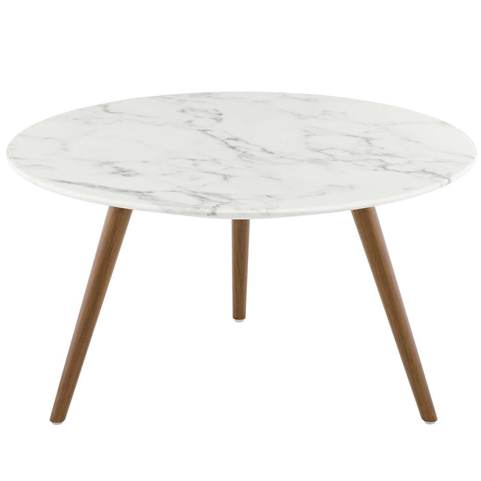 Lippa 28" Round Artificial Marble Coffee Table with Tripod Base image