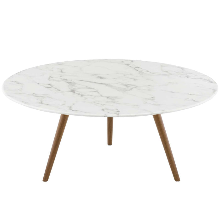 Lippa 36" Round Artificial Marble Coffee Table with Tripod Base image