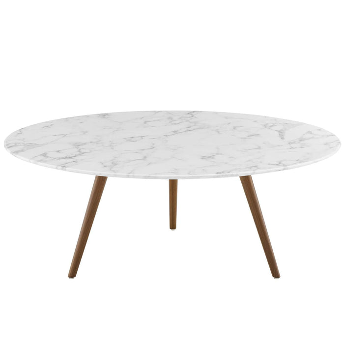 Lippa 40" Round Artificial Marble Coffee Table with Tripod Base image