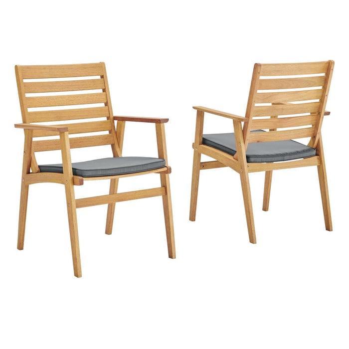 Syracuse Outdoor Patio Eucalyptus Wood Dining Chair Set of 2 image