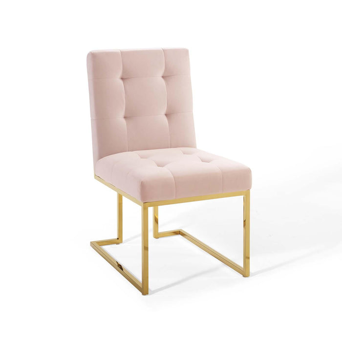 Privy Gold Stainless Steel Performance Velvet Dining Chair