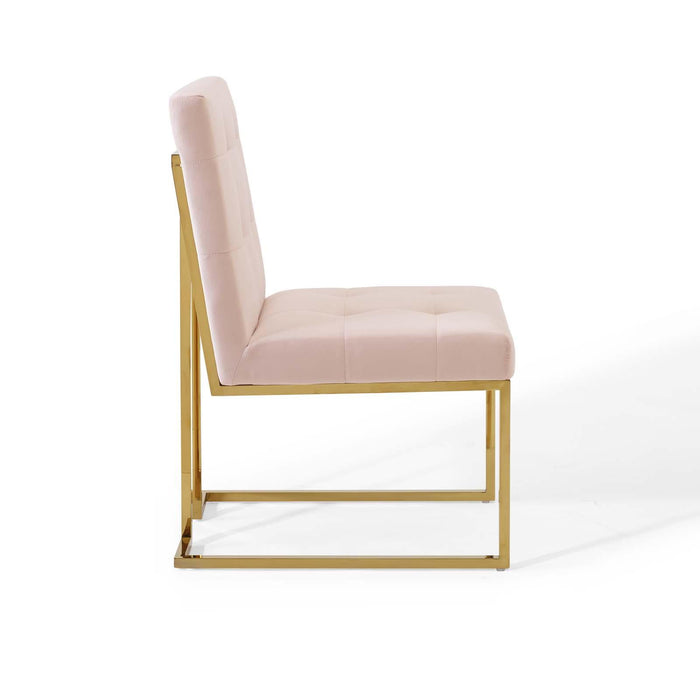 Privy Gold Stainless Steel Performance Velvet Dining Chair