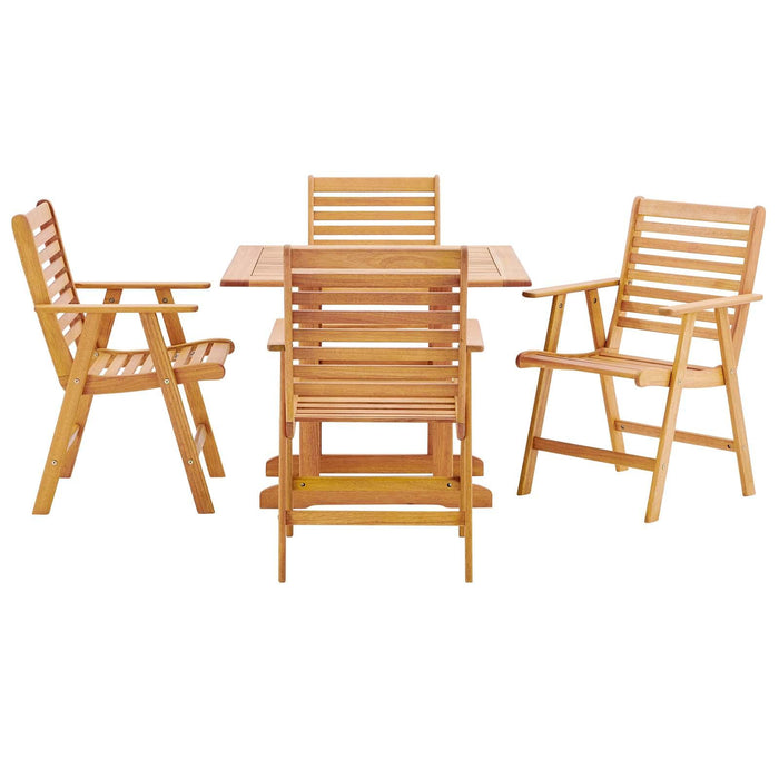 Hatteras 5 Piece Outdoor Patio Eucalyptus Wood Dining Set image