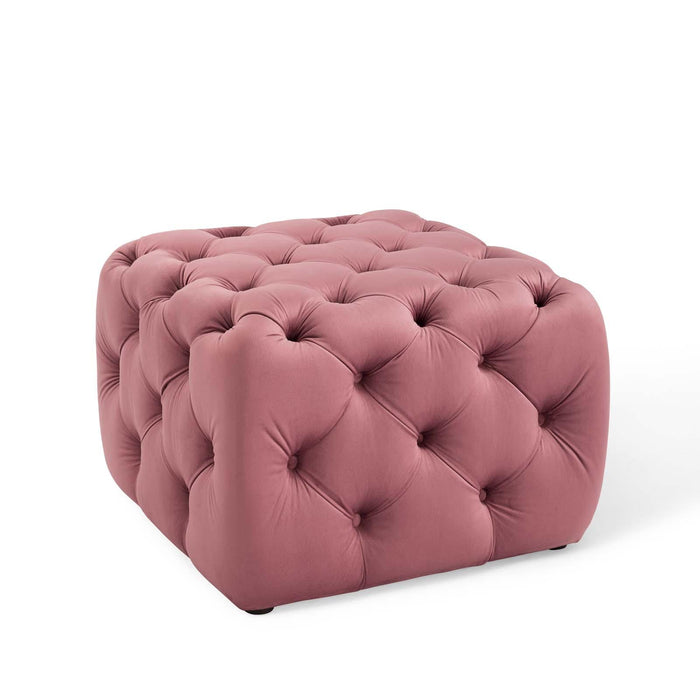 Amour Tufted Button Square Performance Velvet Ottoman image