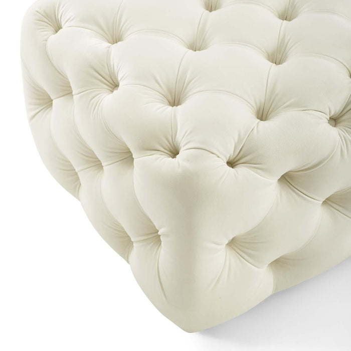 Amour Tufted Button Square Performance Velvet Ottoman