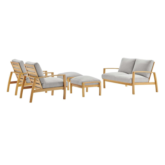 Orlean 5 Piece Outdoor Patio Eucalyptus Wood Set image