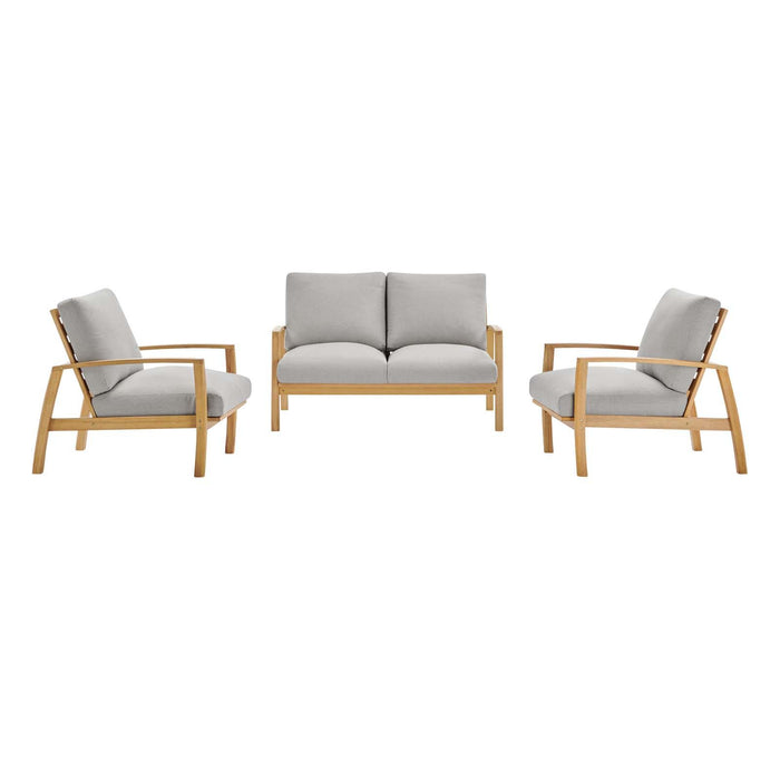 Orlean 3 Piece Outdoor Patio Eucalyptus Wood Set image