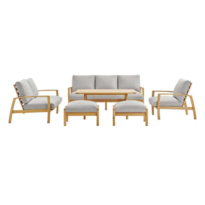 Orlean 6 Piece Outdoor Patio Eucalyptus Wood Set image