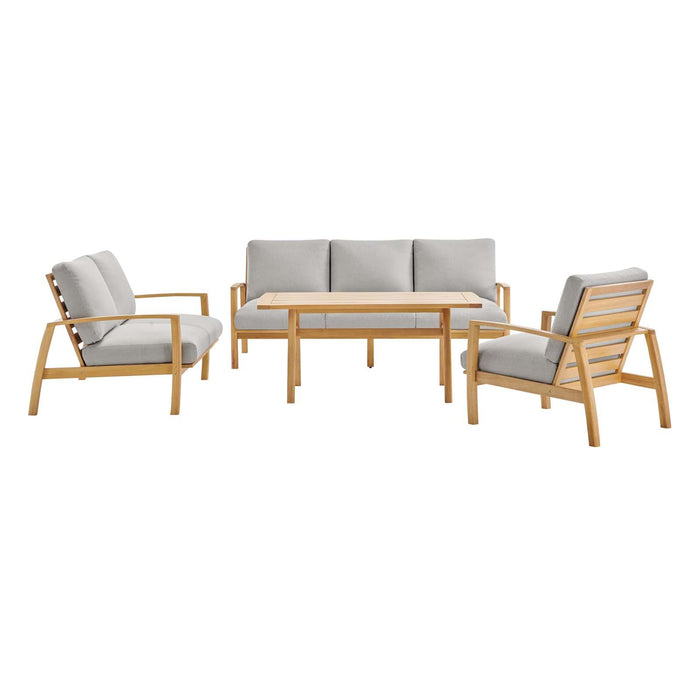 Orlean 4 Piece Outdoor Patio Eucalyptus Wood Dining Set image