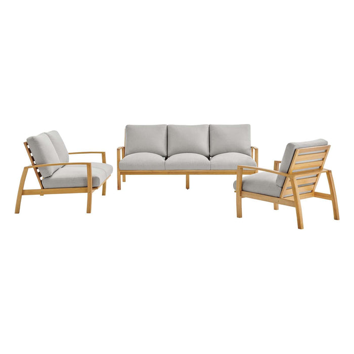 Orlean 3 Piece Outdoor Patio Eucalyptus Wood Set