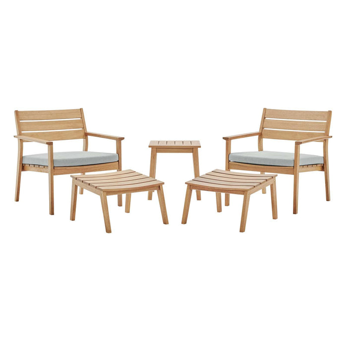 Breton 5 Piece Outdoor Patio Ash Wood Set image