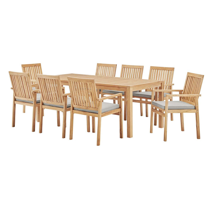 Farmstay 9 Piece Outdoor Patio Teak Wood Dining Set image