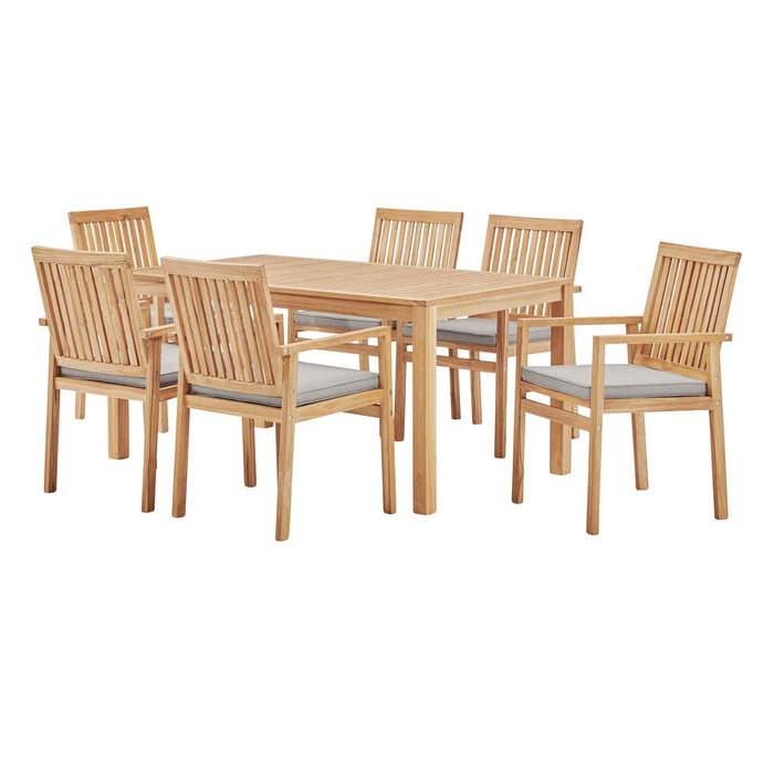 Farmstay 7 Piece Outdoor Patio Teak Wood Dining Set image