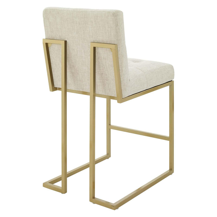 Privy Gold Stainless Steel Upholstered Fabric Counter Stool