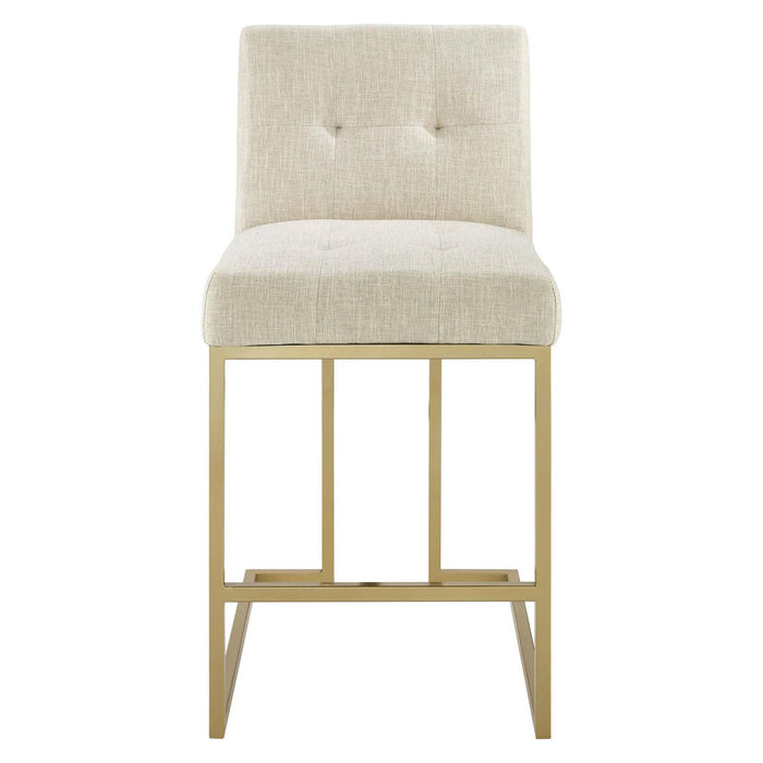 Privy Gold Stainless Steel Upholstered Fabric Counter Stool