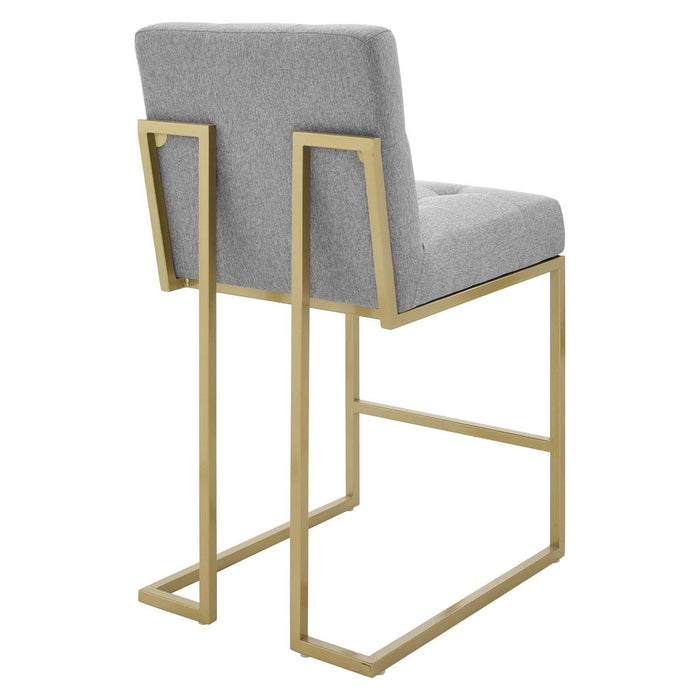 Privy Gold Stainless Steel Upholstered Fabric Counter Stool