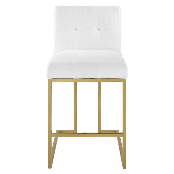 Privy Gold Stainless Steel Upholstered Fabric Counter Stool