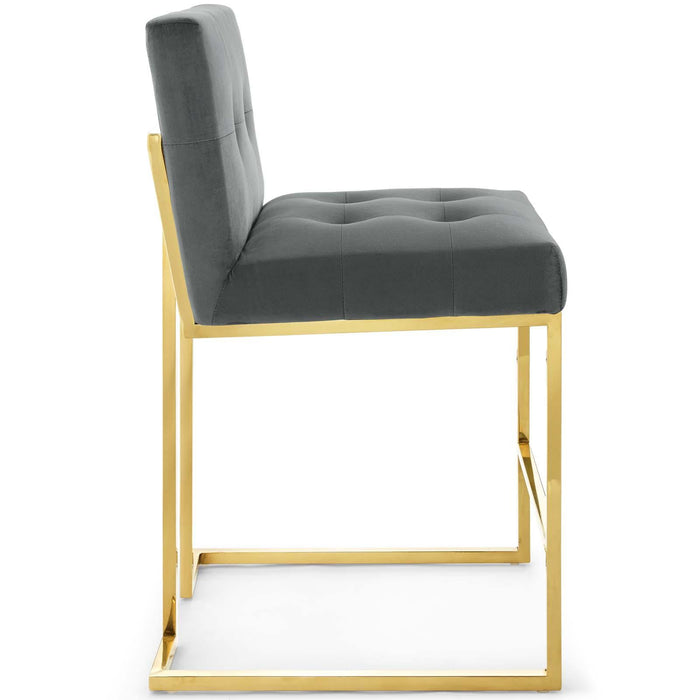 Privy Gold Stainless Steel Performance Velvet Counter Stool