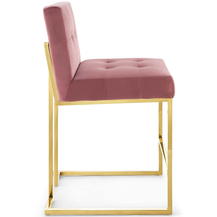 Privy Gold Stainless Steel Performance Velvet Counter Stool