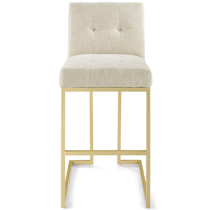 Privy Gold Stainless Steel Upholstered Fabric Bar Stool