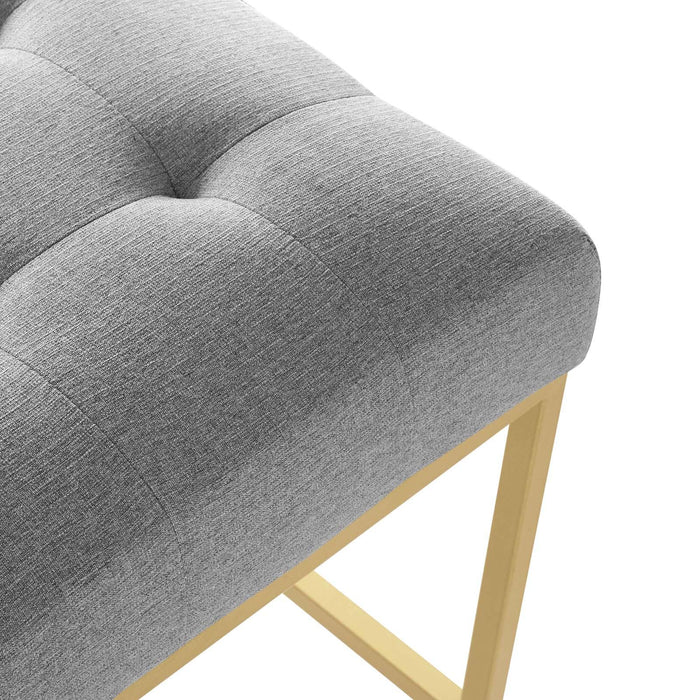 Privy Gold Stainless Steel Upholstered Fabric Bar Stool