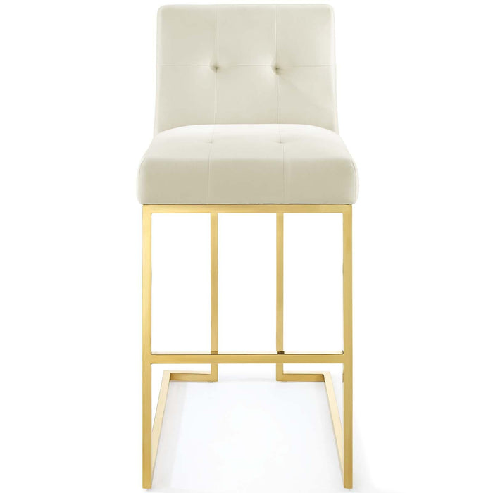 Privy Gold Stainless Steel Performance Velvet Bar Stool