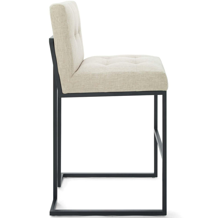 Privy Black Stainless Steel Upholstered Fabric Bar Stool