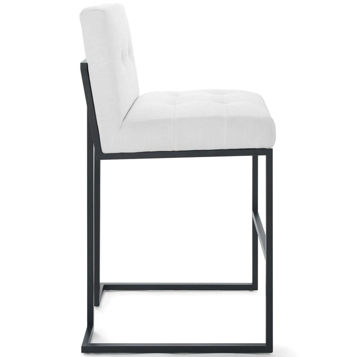 Privy Black Stainless Steel Upholstered Fabric Bar Stool