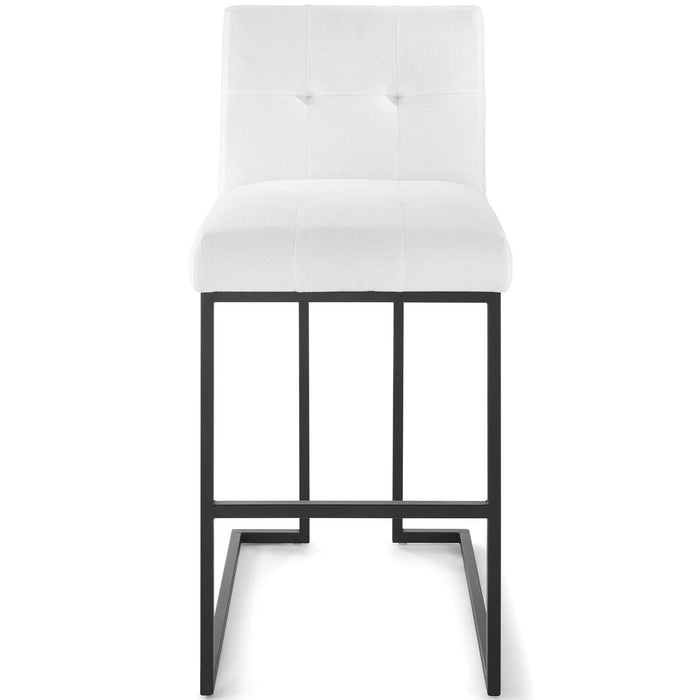 Privy Black Stainless Steel Upholstered Fabric Bar Stool