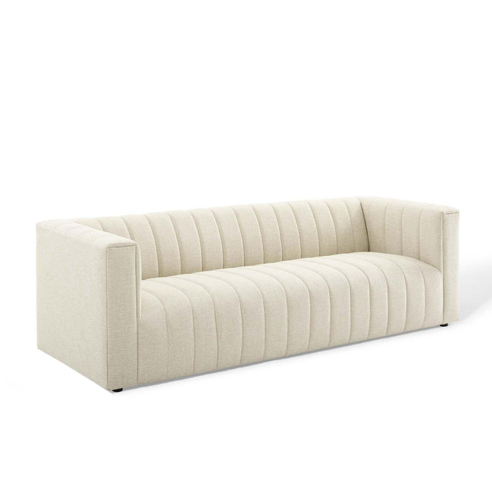 Reflection Channel Tufted Upholstered Fabric Sofa