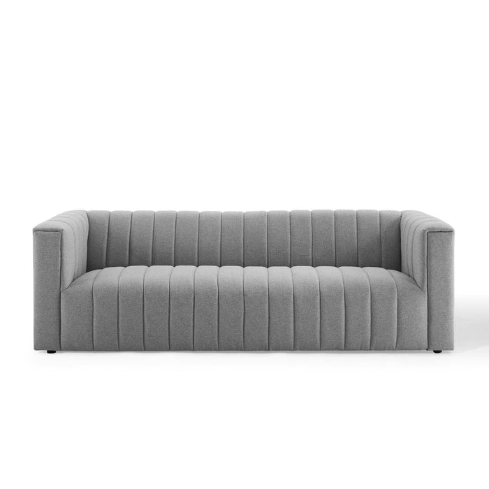 Reflection Channel Tufted Upholstered Fabric Sofa