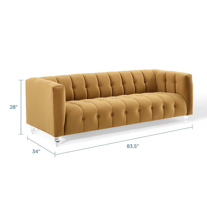 Mesmer Channel Tufted Button Performance Velvet Sofa