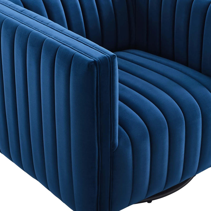 Conjure Channel Tufted Performance Velvet Swivel Armchair