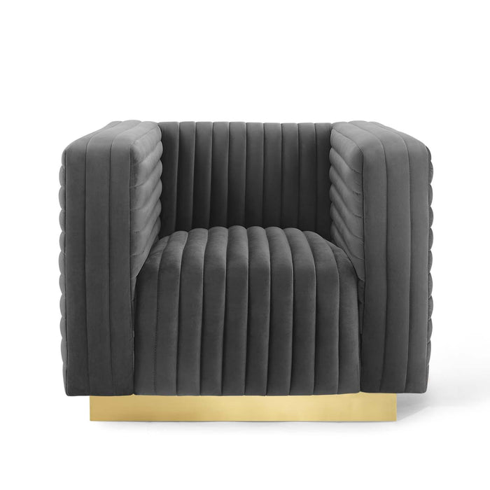 Charisma Channel Tufted Performance Velvet Accent Armchair