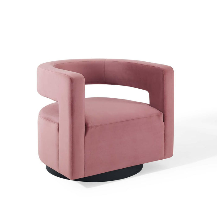 Spin Cutaway Performance Velvet Swivel Armchair image