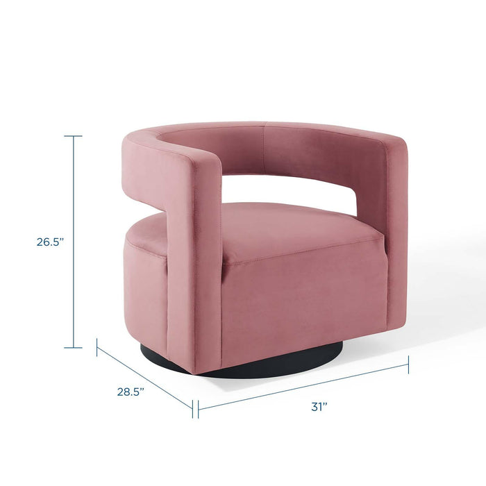 Spin Cutaway Performance Velvet Swivel Armchair