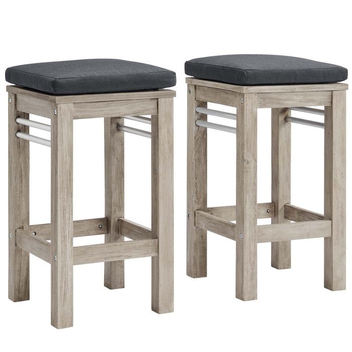 Wiscasset Outdoor Patio Acacia Wood Bar Stool Set of 2 image