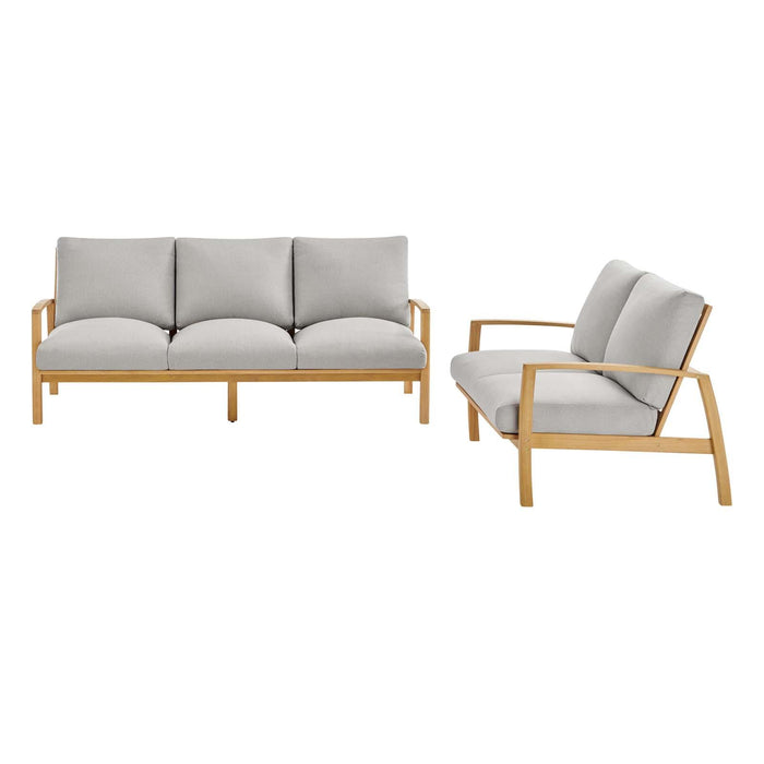 Orlean Outdoor Patio Eucalyptus Wood Sofa and Loveseat Set image