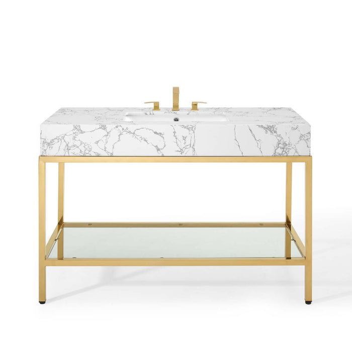 Kingsley 50" Gold Stainless Steel Bathroom Vanity