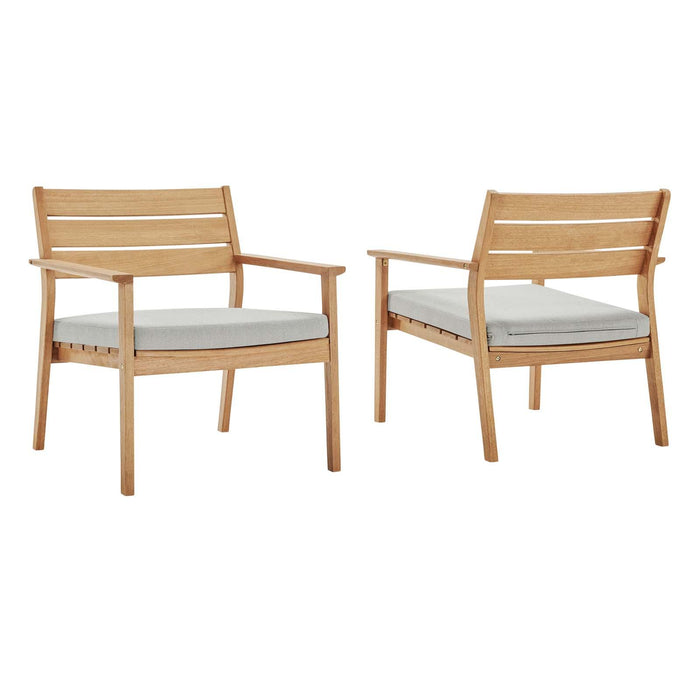 Breton Outdoor Patio Ash Wood Armchair Set of 2 image