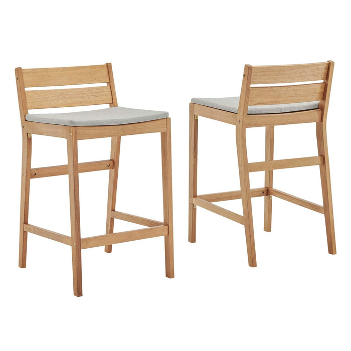 Riverlake Outdoor Patio Ash Wood Bar Stool Set of 2 image