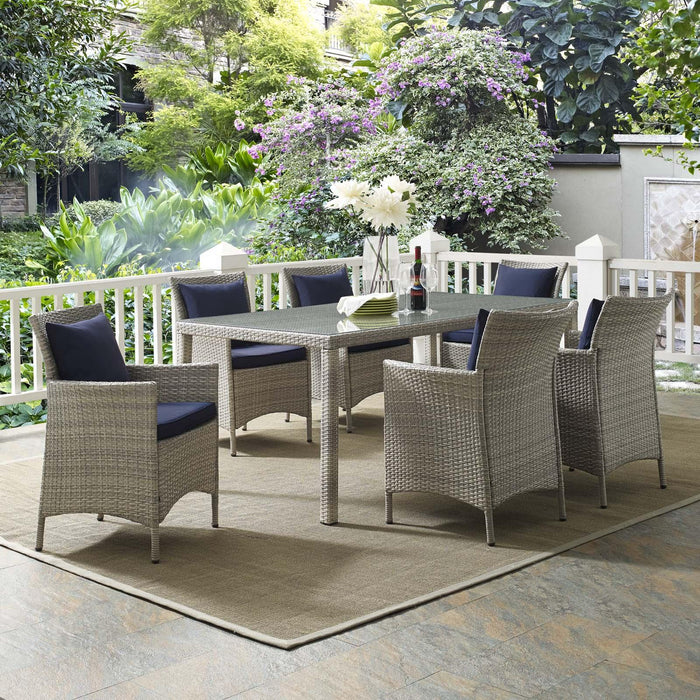 Conduit 7 Piece Outdoor Patio Wicker Rattan Dining Set