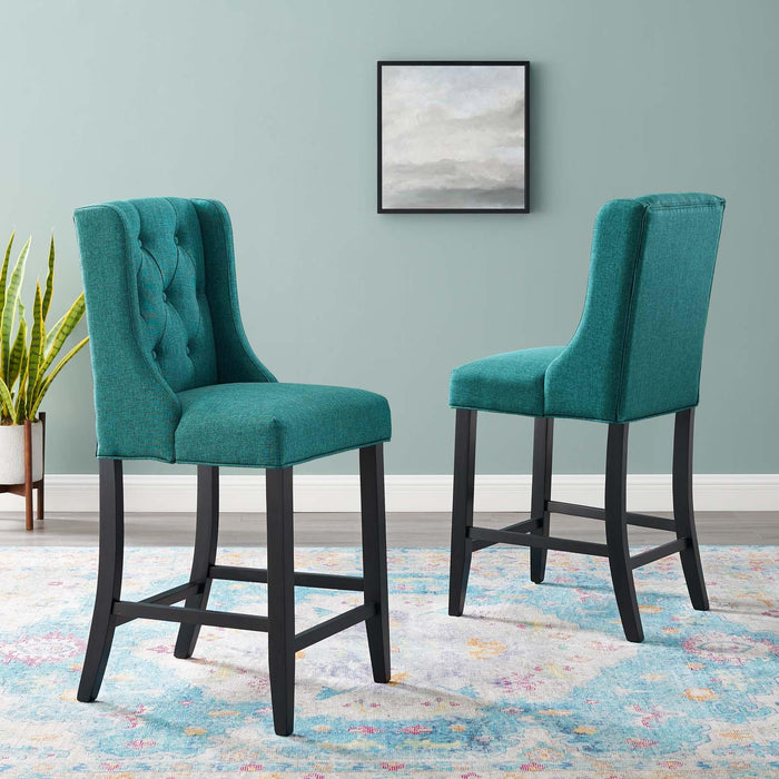 Baronet Counter Bar Stool Upholstered Fabric Set of 2