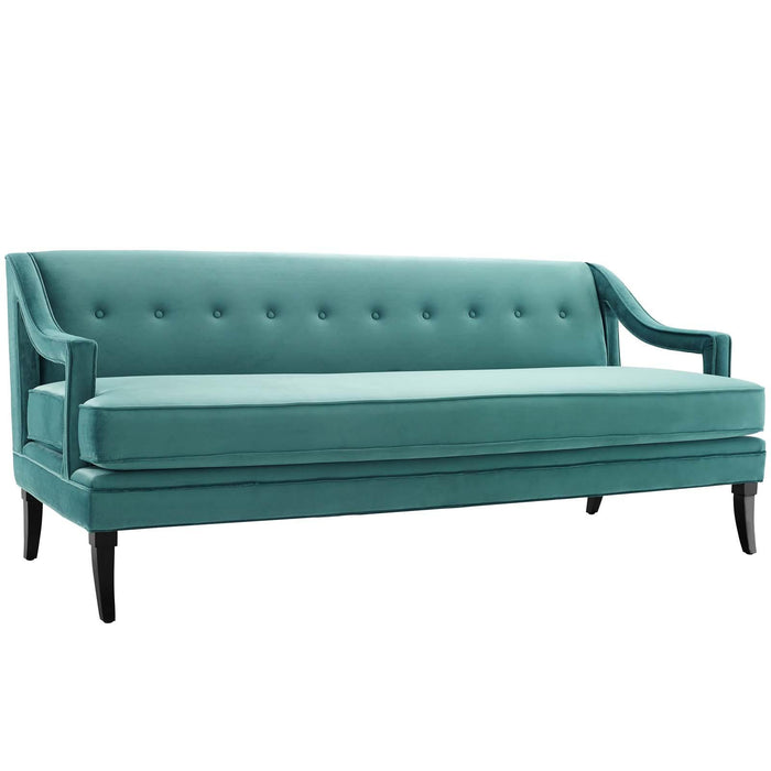 Concur Button Tufted Performance Velvet Sofa