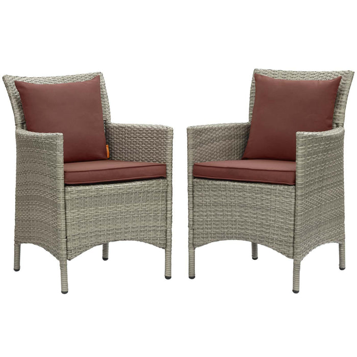 Conduit Outdoor Patio Wicker Rattan Dining Armchair Set of 2