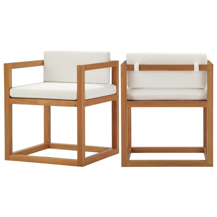 Newbury Outdoor Patio Premium Grade A Teak Wood Accent Armchair Set of 2 image