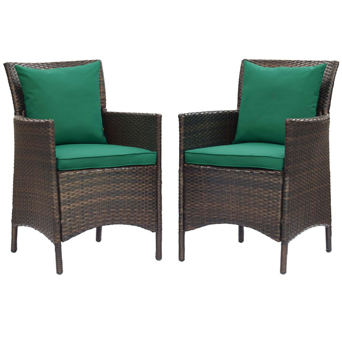 Conduit Outdoor Patio Wicker Rattan Dining Armchair Set of 2